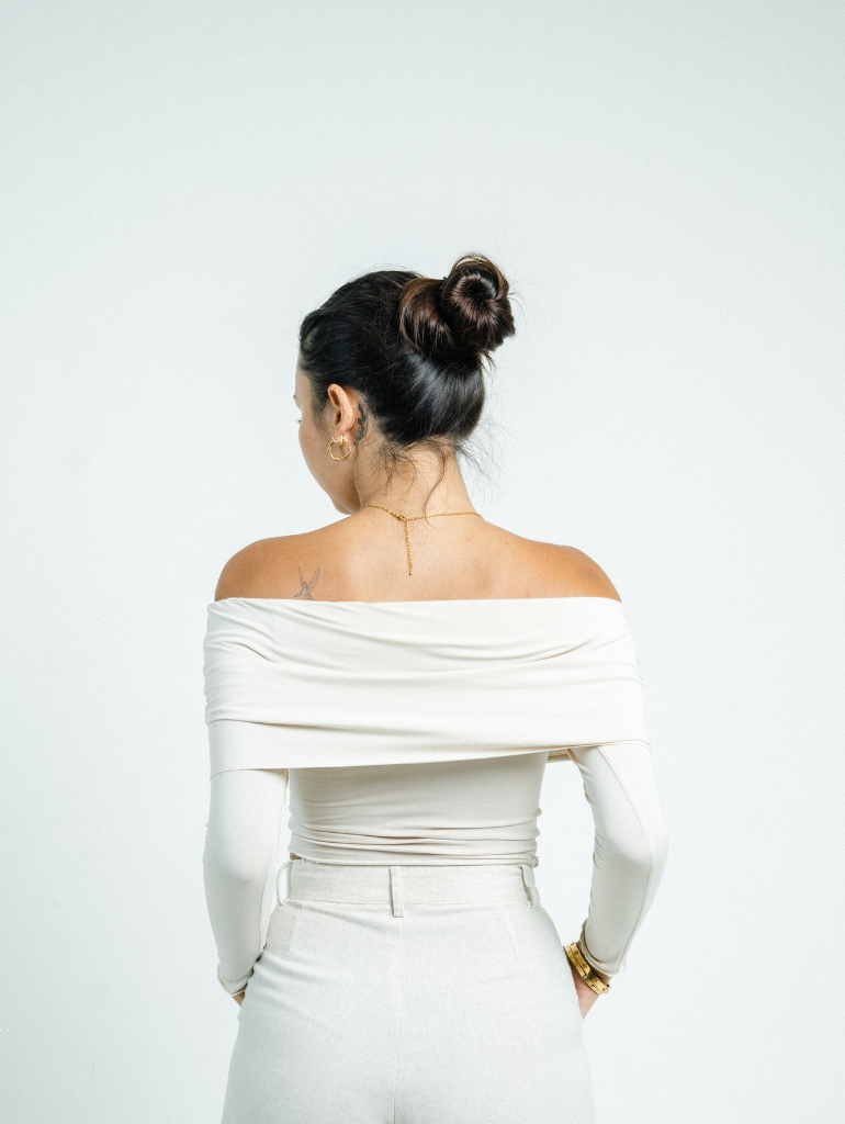 Savannah Off Shoulder Top in Bone