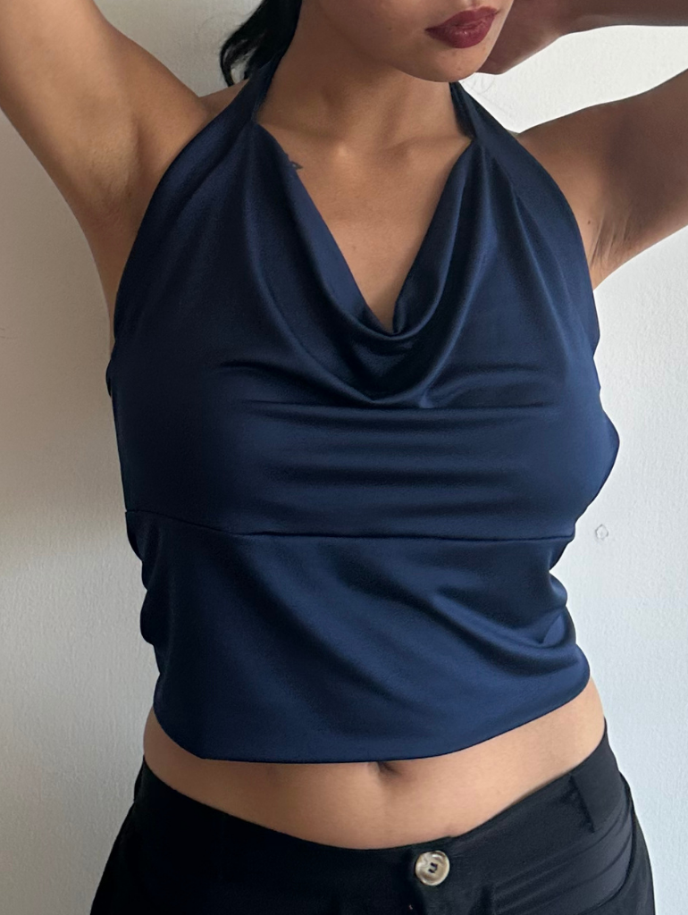 Lea Drape Top in Indigo