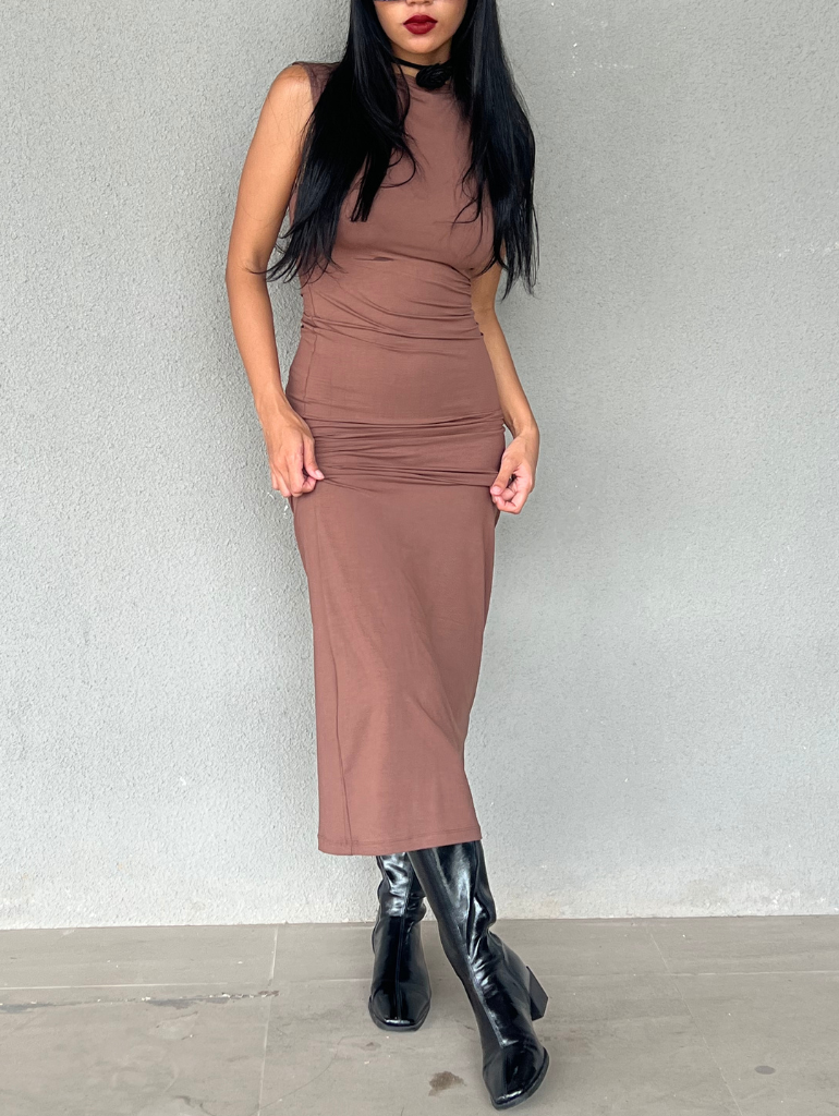 Virgo Maxi Dress in Espresso