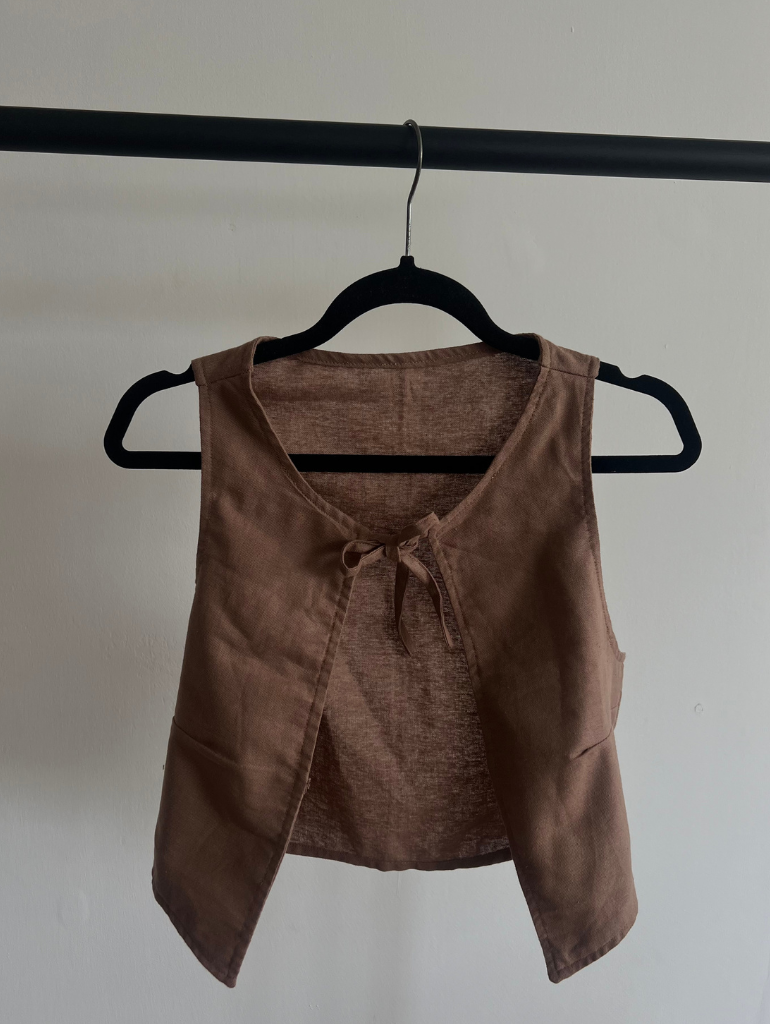 SAMPLE | Linen Vest in Cocoa Brown