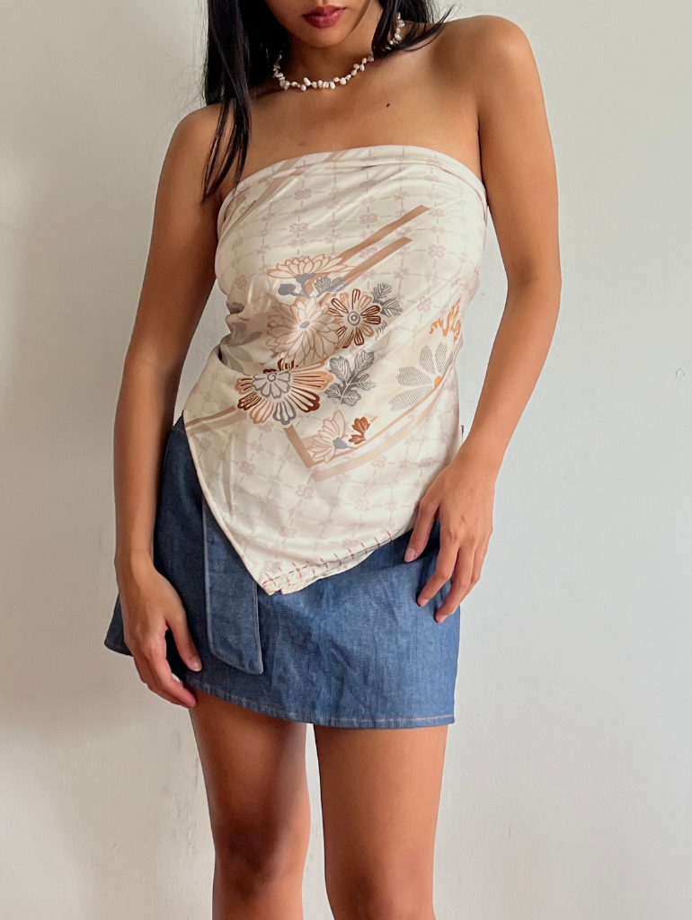 Fleur Scarf Top in Cream