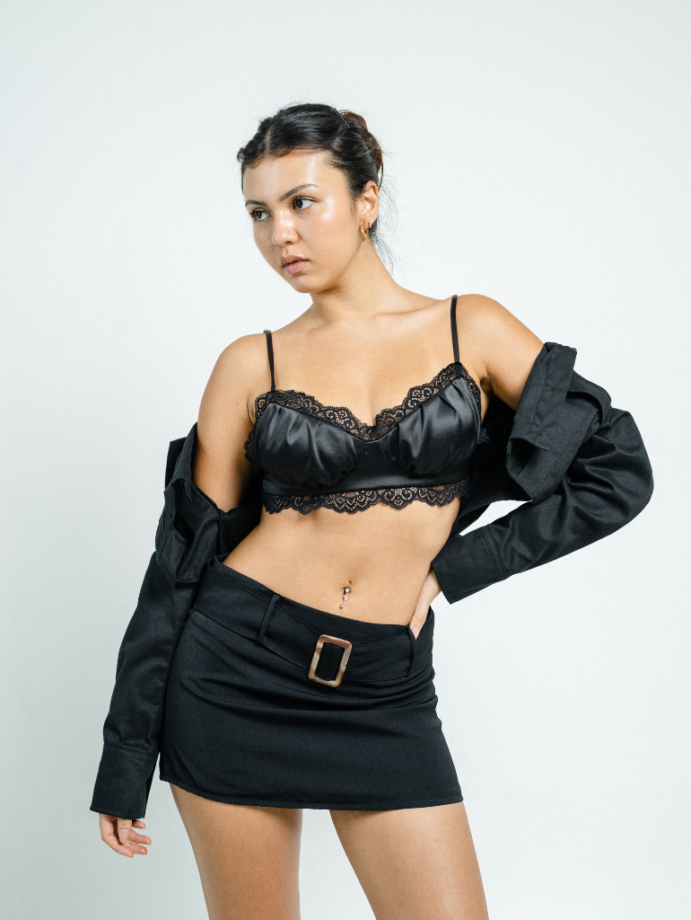 Santana Cropped Shirt in Black