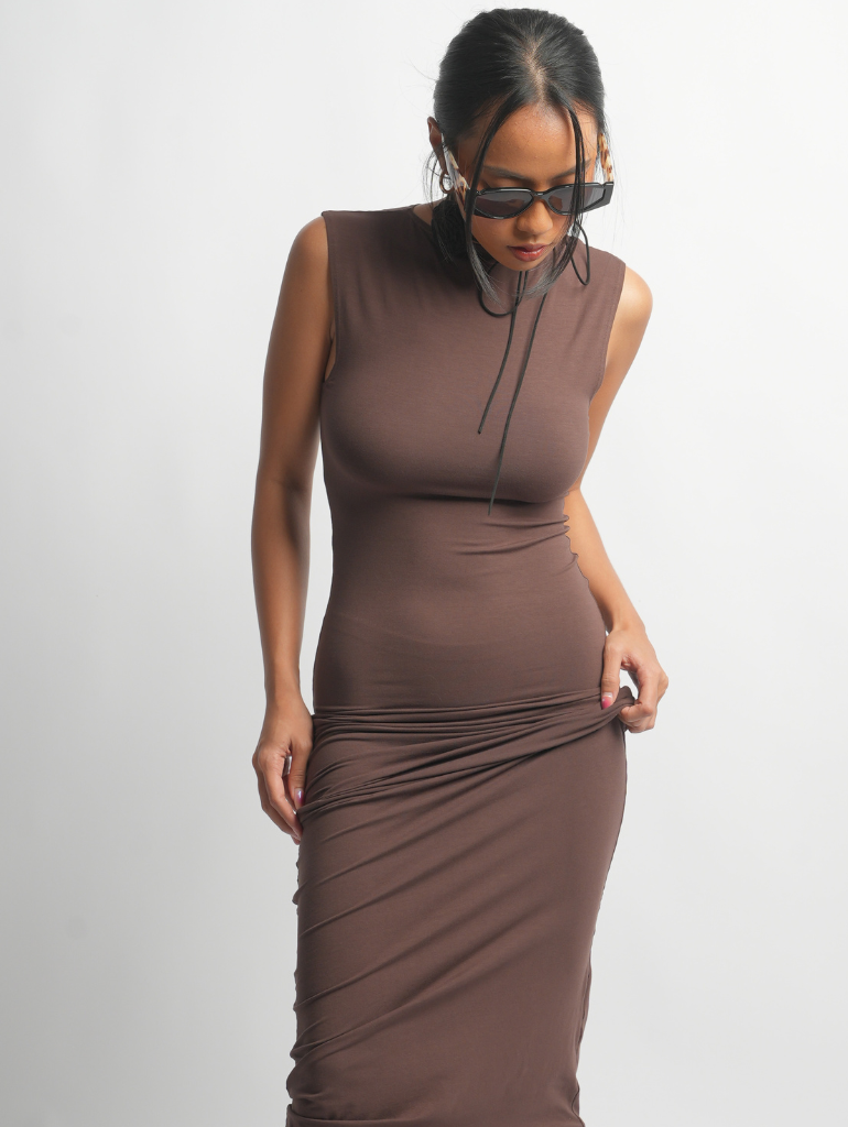 Virgo Maxi Dress in Espresso