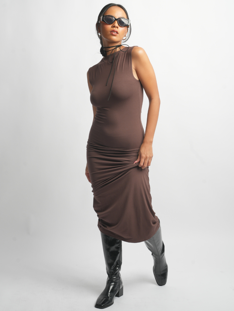 Virgo Maxi Dress in Espresso