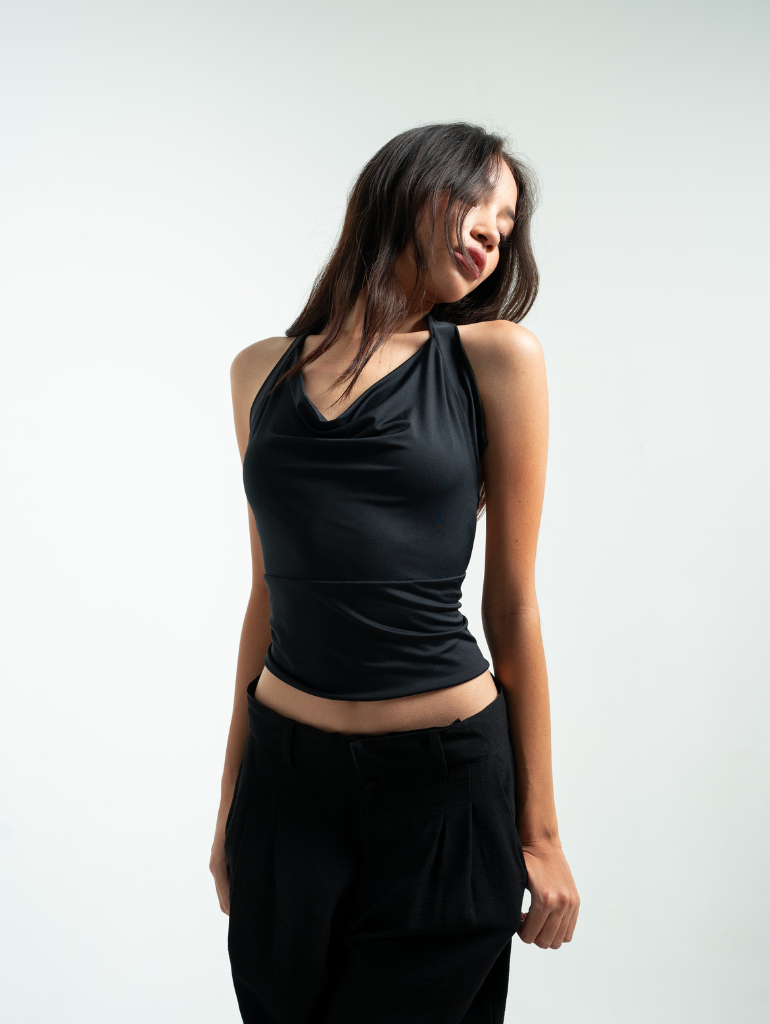 Lea Drape Top in Black