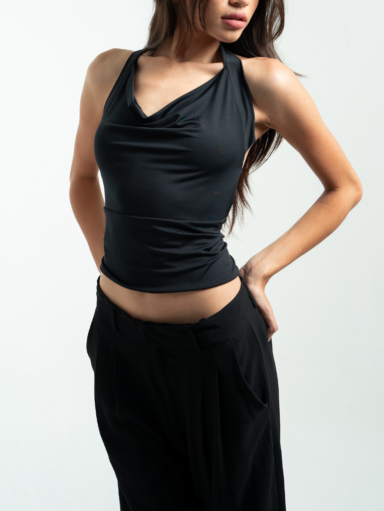 Lea Drape Top in Black