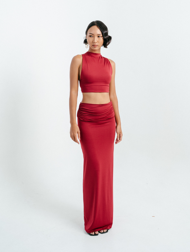 Melrose Skirt in Cherry Red