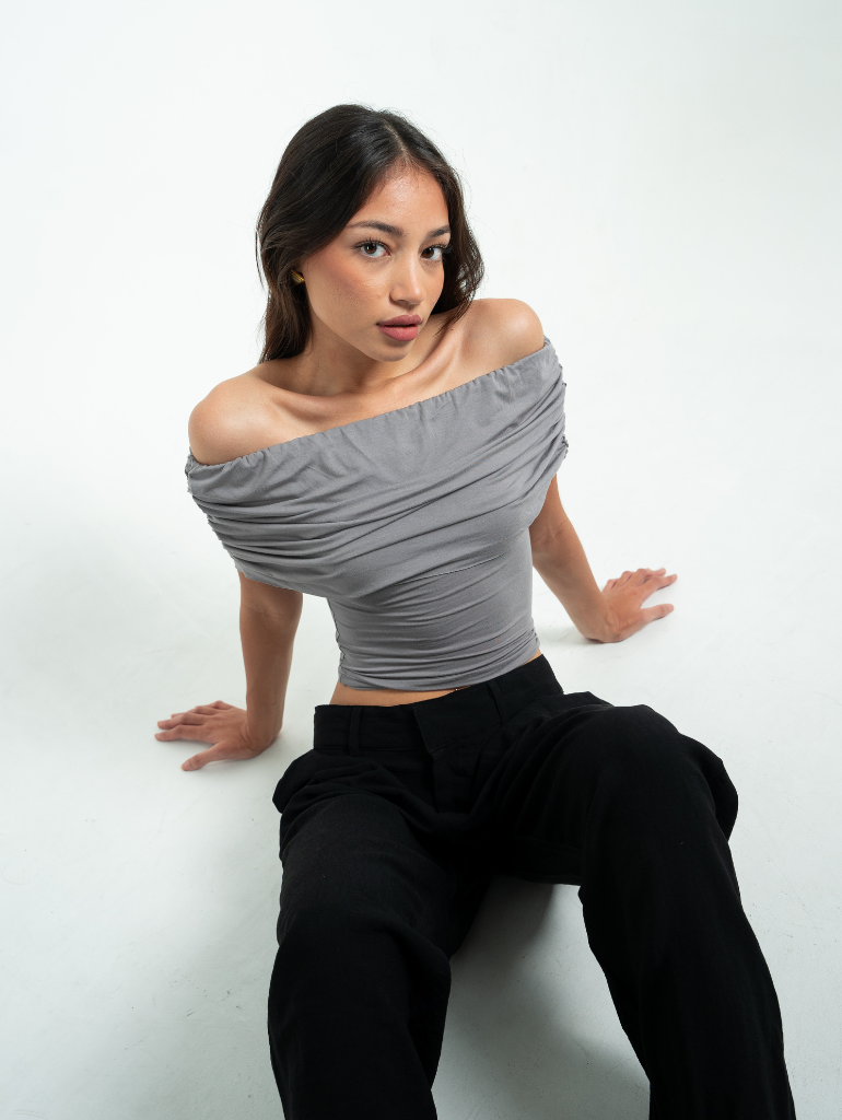 Isla Off Shoulder Top in Stone