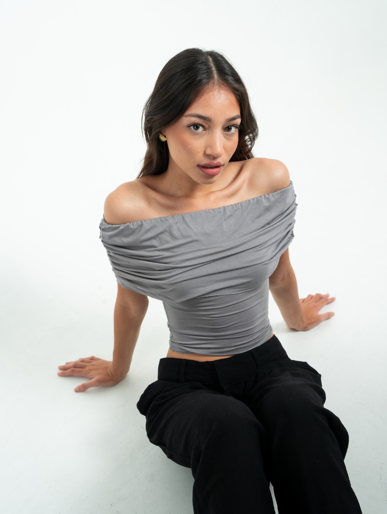 Isla Off Shoulder Top in Stone