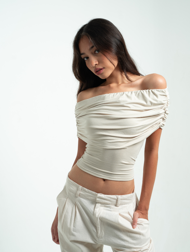 Isla Off Shoulder Top in Bone